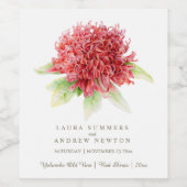 Etiketten van rode waratah botanica bruiloft (Enkel label)