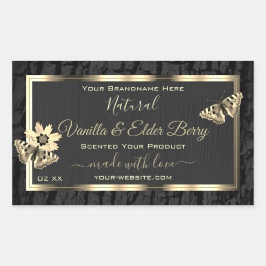 Etiketten van zwarte-boomschors en houtachtige kor (Voorkant)