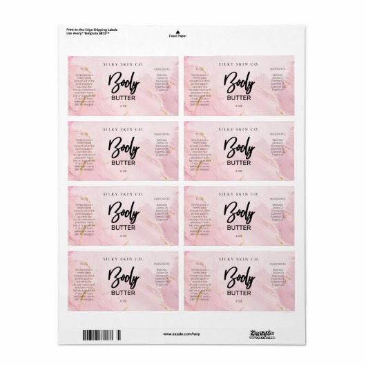 Etiketten voor bitelroze en goudpleisters (Full Sheet)