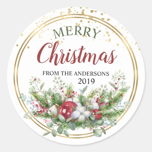 Etiketten voor Floral-kerstgepersonaliseerde stick (Voorkant)