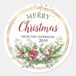 Etiketten voor Floral-kerstgepersonaliseerde stick