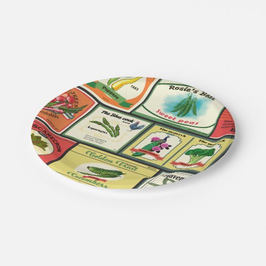 Etiketten voor groenten en fruit papieren bordje (Gekanteld)