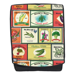Etiketten voor  groenten en fruit rugtassen