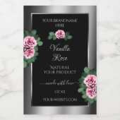 Etiketten voor platte roze rozen zilver en zwarte (Enkel label)
