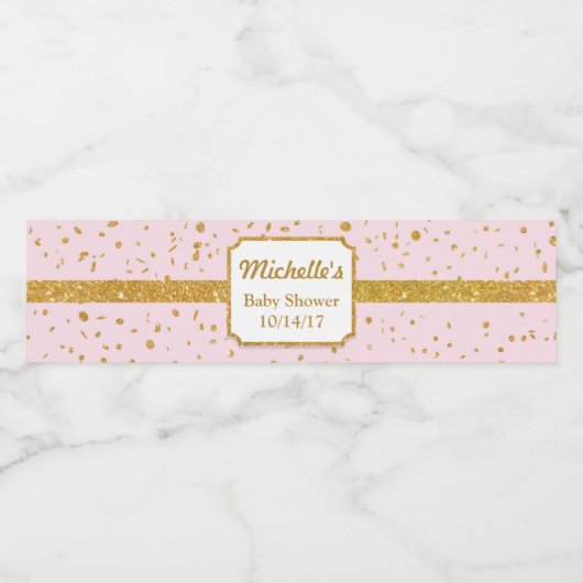 Etiketten voor roze en gouden douche waterflesjes (Enkel label)