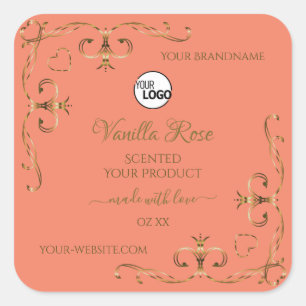 Etiketten zalmproducten Gold  hoek met Logo