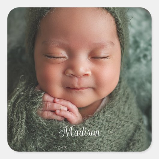 Etikettering van Baby/pasgeborene/kind Vierkante Sticker (Voorkant)