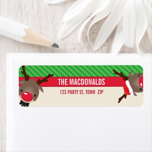 ETIKETTERING VAN HET TERUGDRUK : schattige rendier Etiket (Insitu)