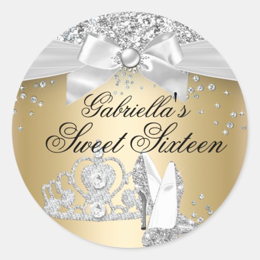 Étincelle Tiara Talons Or Sweet 16 Sticker (Devant)