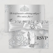 Étincelle Tiara Talons Silver Sweet 16 RSVP (Devant / Derrière)