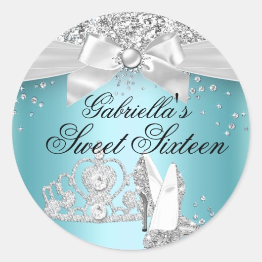 Étincelle Tiara Talons Turquoise Sweet 16 Sticker (Devant)