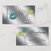 Étincelle turquoise Martini de diva de carte de (Devant / Derrière)