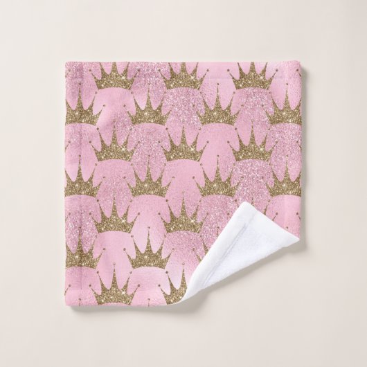 Étincelles blanches à couronne dorée (Gant de toilette)