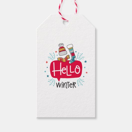 etiqueta navideña hello winter cadeaulabel (Voorkant)