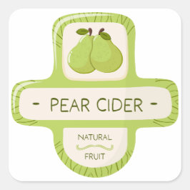 Etiqueta para botella de sidra de pera vierkante sticker