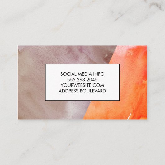 Etiqueta/waterkleurpanelen, expressief visitekaartje (Achterkant)