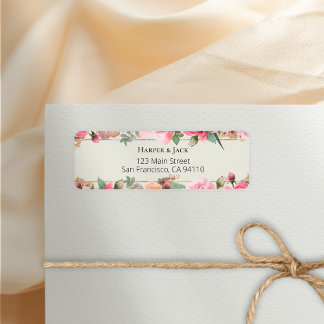 Étiquette Е légendaire Blush Rose Red Roses Mariage or