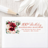 Étiquette 100e Anniversaire Fête Floral Adresse de retour La (En situation)