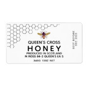 Étiquette 12 oz Honey Hex Jar Label with honeycomb and bee (Devant)