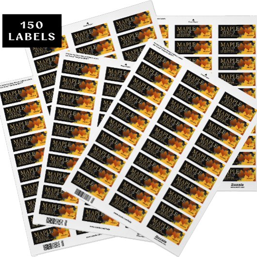 Étiquette 150 Colorful Maple Leaf Plastic Jug Syrup labels