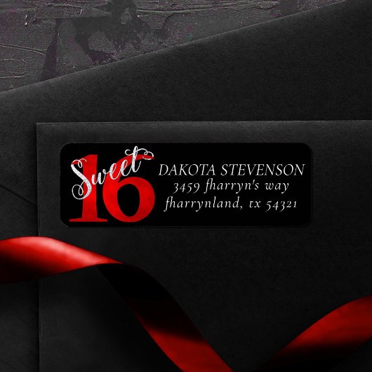 Étiquette 16 ans | Red Faux Parties scintillant Adresse de r