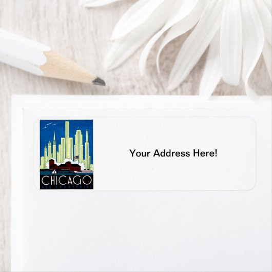 Étiquette 1930 Visit Chicago Poster (En situation)