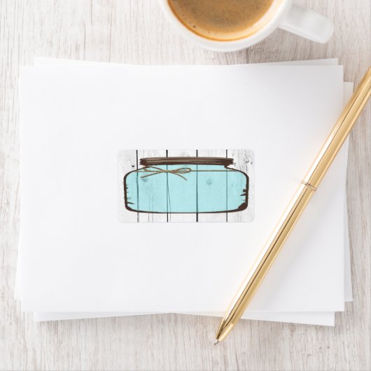 Étiquette 1,25 comptes en bois de pot de maçon d'adresse de (En situation)