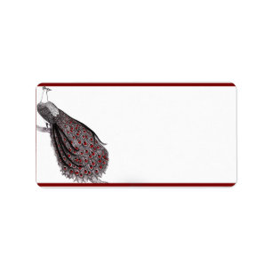 Étiquette 1,25 po x 2,75 po Adresse postale Peacock Rouge No