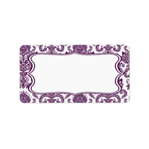 Étiquette 1,25 po x 2,75 po Adresse postale Plum Purpl Damas