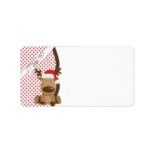 Étiquette 1,25 po x 2,75 po Adresse postale Rendeer Noël XMA