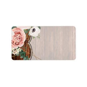 Étiquette 1,25 po x 2,75 po Adresse postale Rose Pays Étoile