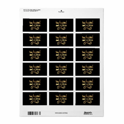 Étiquette 2018 en Typographie d'écriture manuscrite Black Go (Feuille entière)