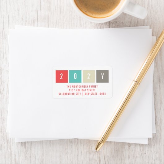 Étiquette 2023 Blocs de couleurs Moderne Nouvel An Adresse d (En situation)