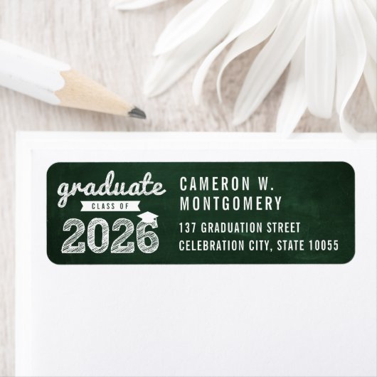 Étiquette 2023 Chalkboard Croquis Moderne Graduation Adresse (En situation)