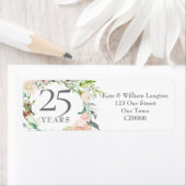 Étiquette 25e anniversaire de Mariage Roses Adresse de terra (En situation)