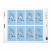 Étiquette 25ème Nombre argenté d'anniversaire sur le bleu (Feuille entière)