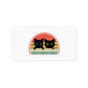 Étiquette 2 Chats noirs Pékin Vintage Retro Chat Animal Love