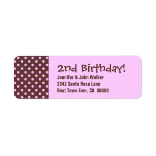 Étiquette 2ème Motif de point mignon de polka d'anniversair