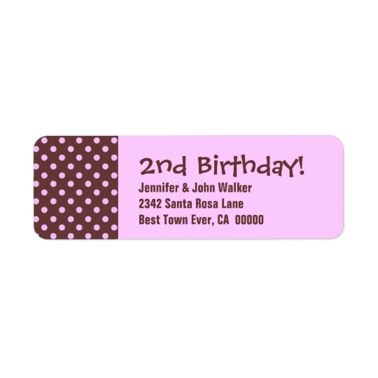 Étiquette 2ème Motif de point mignon de polka d'anniversaire