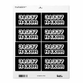ÉTIQUETTE 31337 H4X0R (Feuille entière)