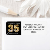 Étiquette 35e classe Reunion Black Gold Balloon Numbers (En situation)