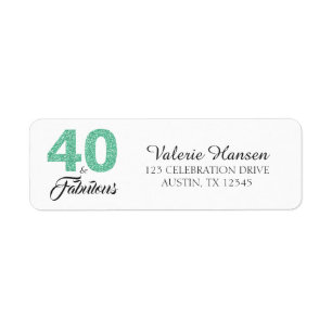 Étiquette 40 and Fabulous 40th Birthday Return Address Label