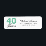 Étiquette 40 et fabuleux 40e Anniversaire Adresse de retour<br><div class="desc">40 et Fabuleux 40e Étiquette de adresse anniversaire. Les mots "40 and Fabulous" en parties scintillant verte et en noir sont mis en utilisant la typographie populaire.  Des produits correspondants tels qu'une carte d'invitation,  un timbre postal et une enveloppe sont disponibles dans notre magasin. Aussi disponible en d'autres couleurs.</div>
