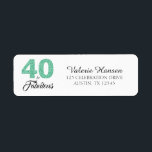 Étiquette 40 et fabuleux 40e Anniversaire Adresse de retour<br><div class="desc">40 et Fabuleux 40e Étiquette de adresse anniversaire. Les mots "40 and Fabulous" en parties scintillant verte et en noir sont mis en utilisant la typographie populaire.  Des produits correspondants tels qu'une carte d'invitation,  un timbre postal et une enveloppe sont disponibles dans notre magasin. Aussi disponible en d'autres couleurs.</div>