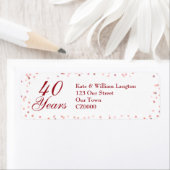 Étiquette 40e anniversaire de mariage confetti rubis (En situation)