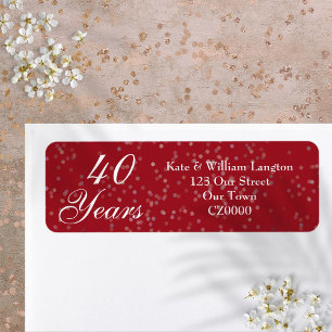 Étiquette 40e Anniversaire de Mariage Rubis Stardust Confett