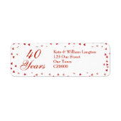 Étiquette 40e anniversaire du Mariage Ruby Hearts Confetti (Devant)