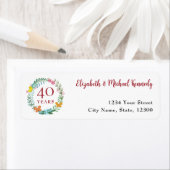 Étiquette 40e Anniversaire Ruby Floral Retour Adresse Étique (En situation)