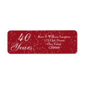 Étiquette 40ème anniversaire du Mariage Ruby Stardust Confet (Devant)