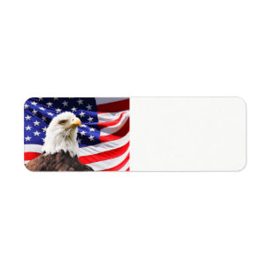 Étiquette 4 juillet drapeau américain et Eagle
